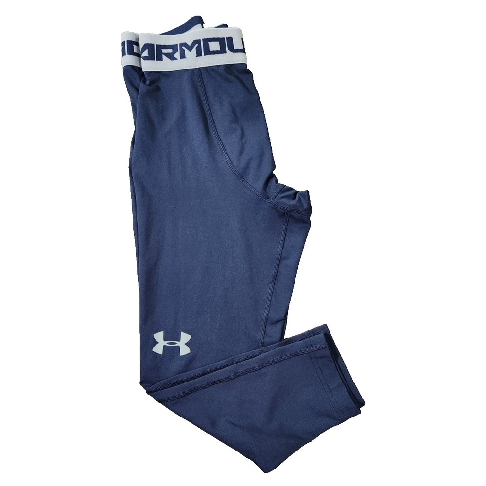 Under Armour Mens HeatGear Compression Leggings Navy Blue Cropped Size M